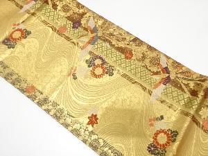 流水に花鳥模様織り出し袋帯